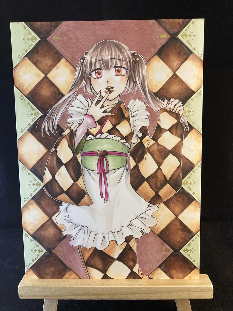 塗り絵3点&塗り見本原画セット(創作女の子)