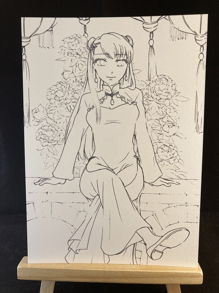 塗り絵3点セット★創作女の子(コピック専用紙印刷)