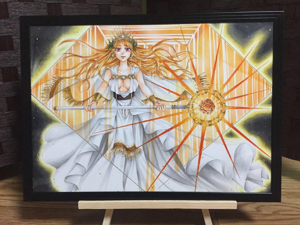 送料無料【コピック絵原画】オレンジルチルクォーツ(+おまけポストカード付)