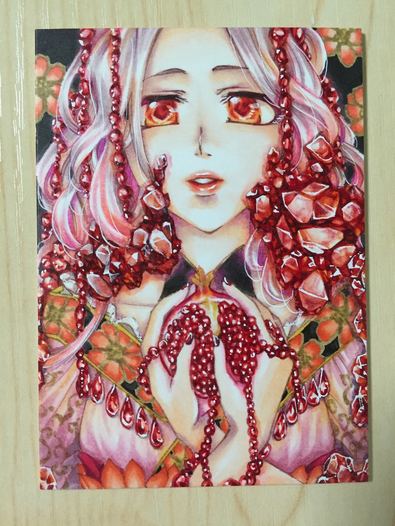 【ATC原画】ガーネット×石榴★送料無料(フレームつき)