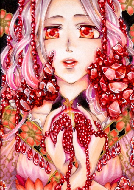 【ATC原画】ガーネット×石榴★送料無料(フレームつき)