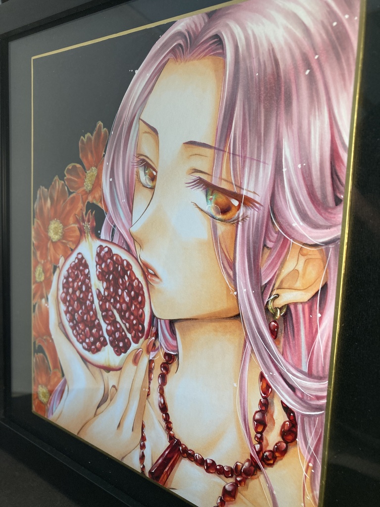 【アナログ原画】柘榴(色紙)★送料無料