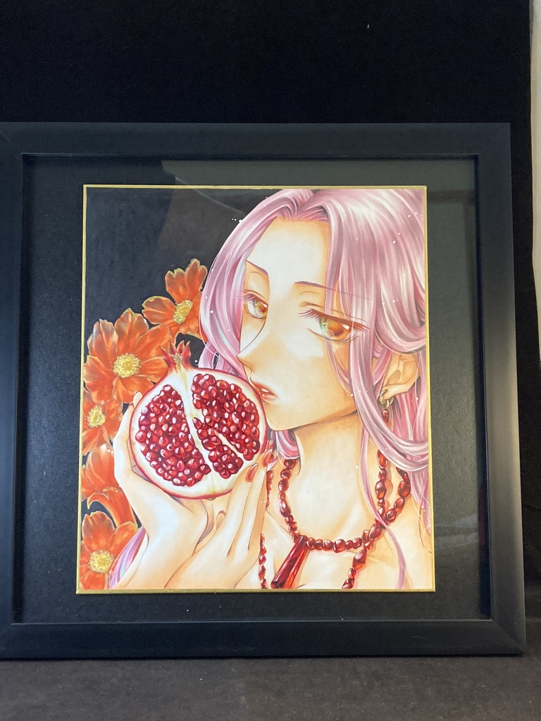 【アナログ原画】柘榴(色紙)★送料無料