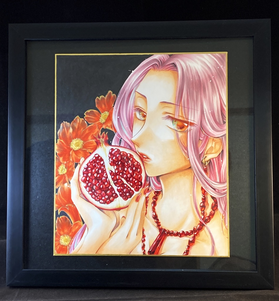 【アナログ原画】柘榴(色紙)★送料無料