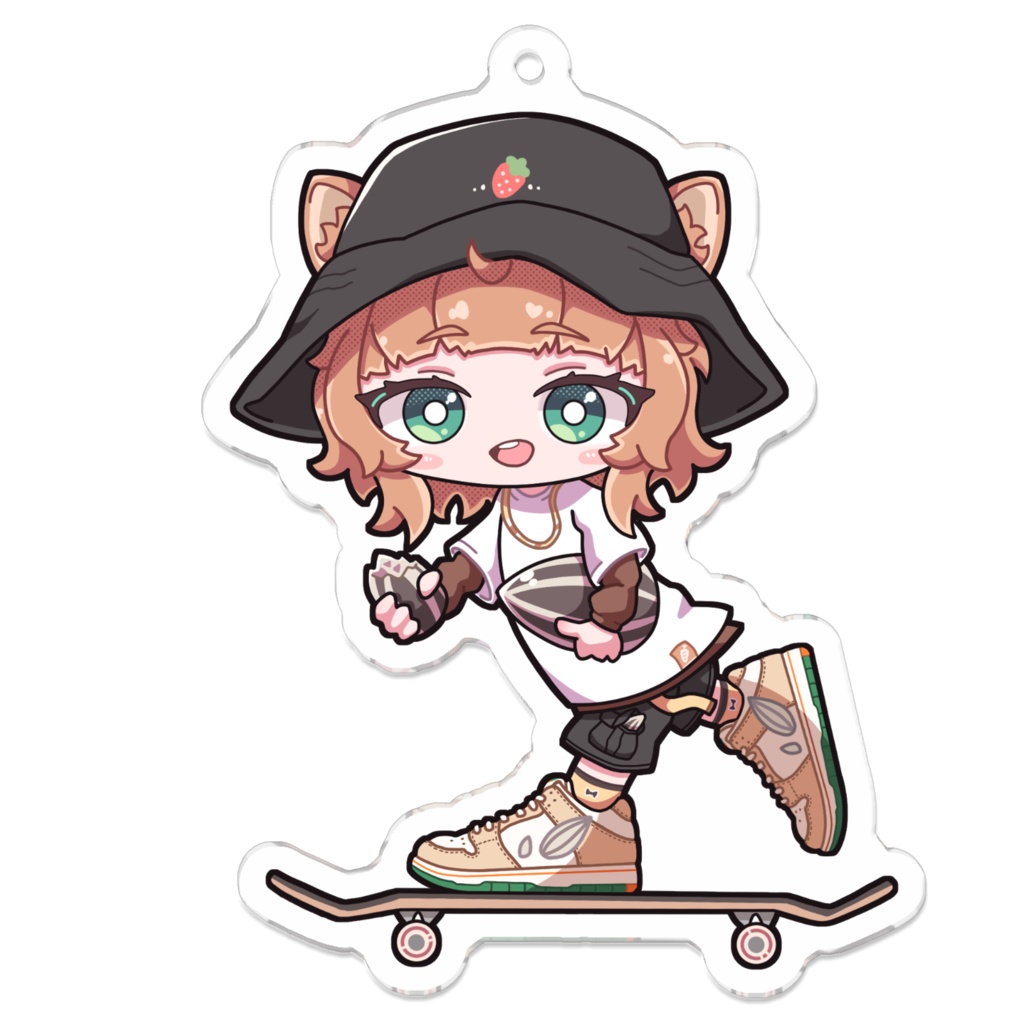 いけいけおてちアクキー70×70mm 口開けver.