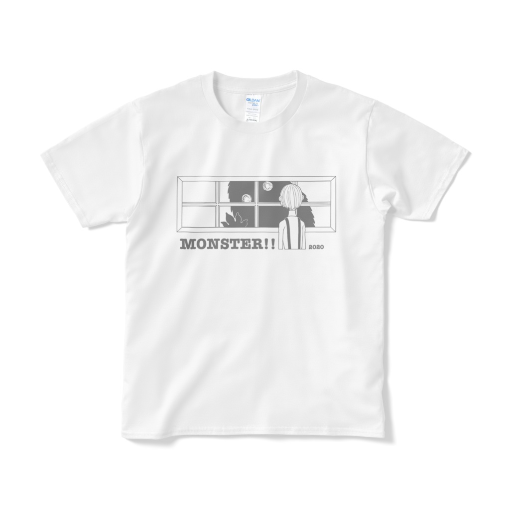 Monster－窓/白黒グレーTシャツ