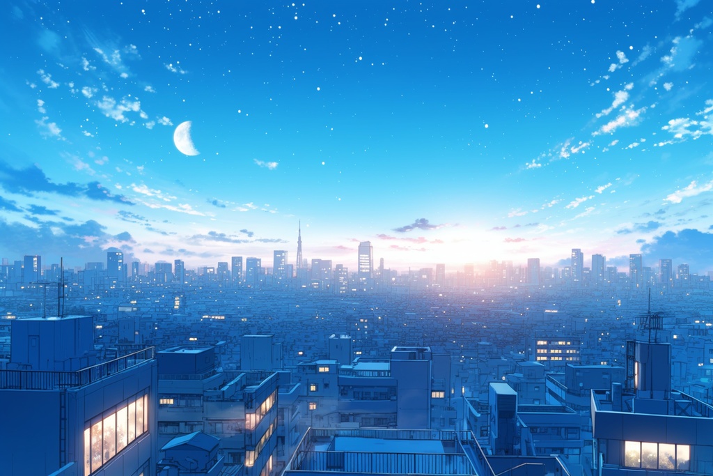 【TRPG背景】 朝・昼・夕・夜・空の天気素材【100枚】