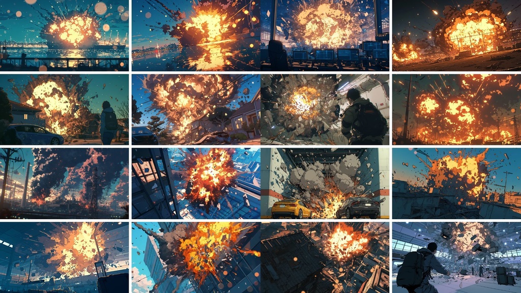 【TRPG背景】迫力の爆破シーン背景パック【100枚】