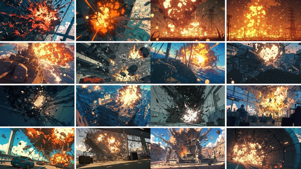 【TRPG背景】迫力の爆破シーン背景パック【100枚】