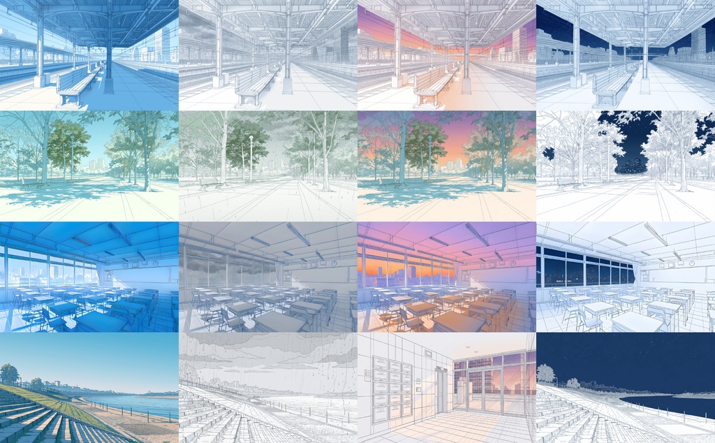 時間経過TRPG背景集【朝〜夜・雨の完全差分600枚】