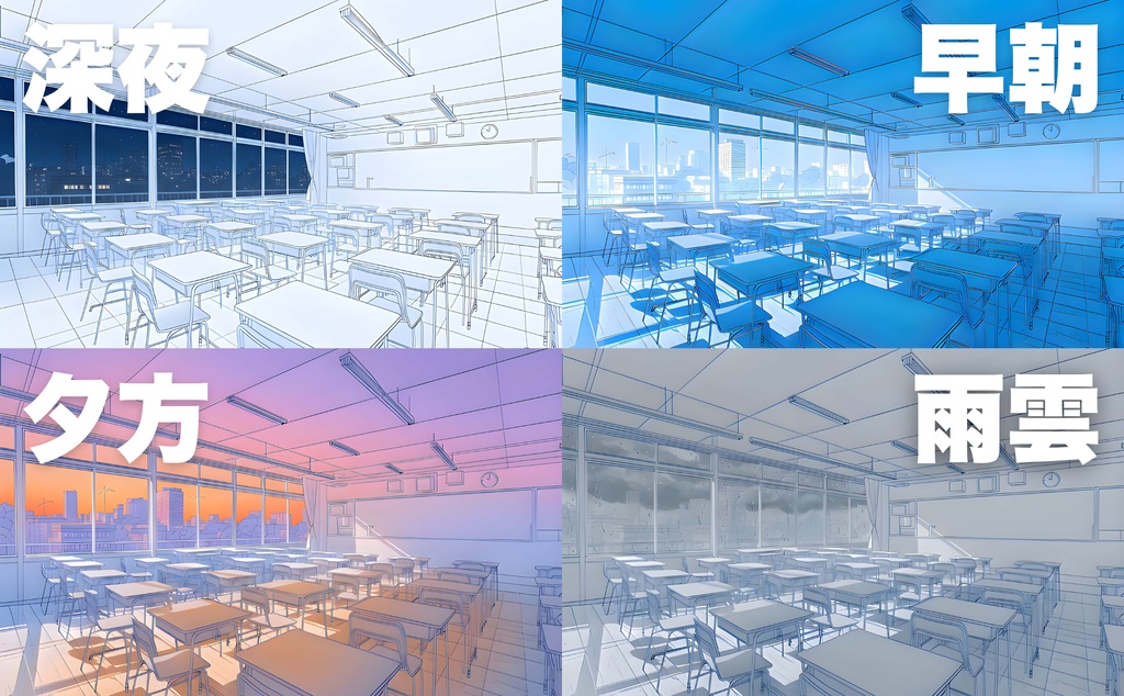 時間経過TRPG背景集【朝〜夜・雨の完全差分600枚】