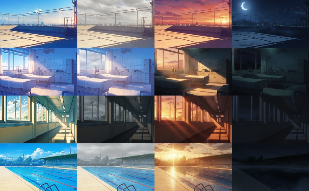 ALLTIME背景【100シーン×朝・雨・夕・夜の背景集(全400枚)】