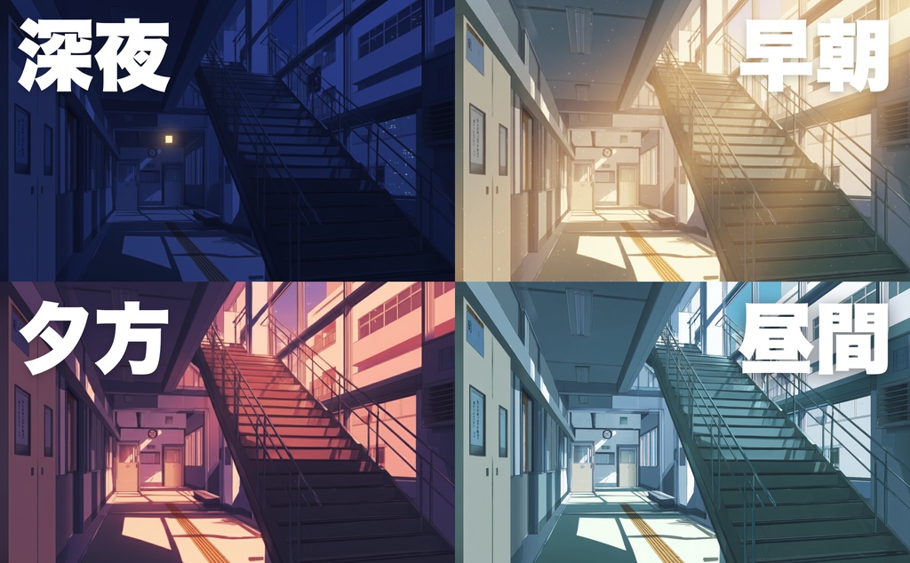 ALLTIME背景【100シーン×朝・雨・夕・夜の背景集(全400枚)】