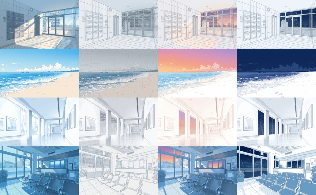 時間経過TRPG背景集【朝〜夜・雨の完全差分600枚】