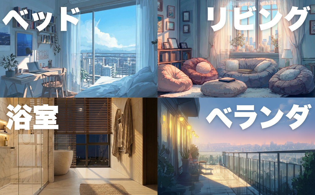 KPCとPCのお部屋背景【40シーン×朝・雨・夕・夜の背景集(全160枚)】