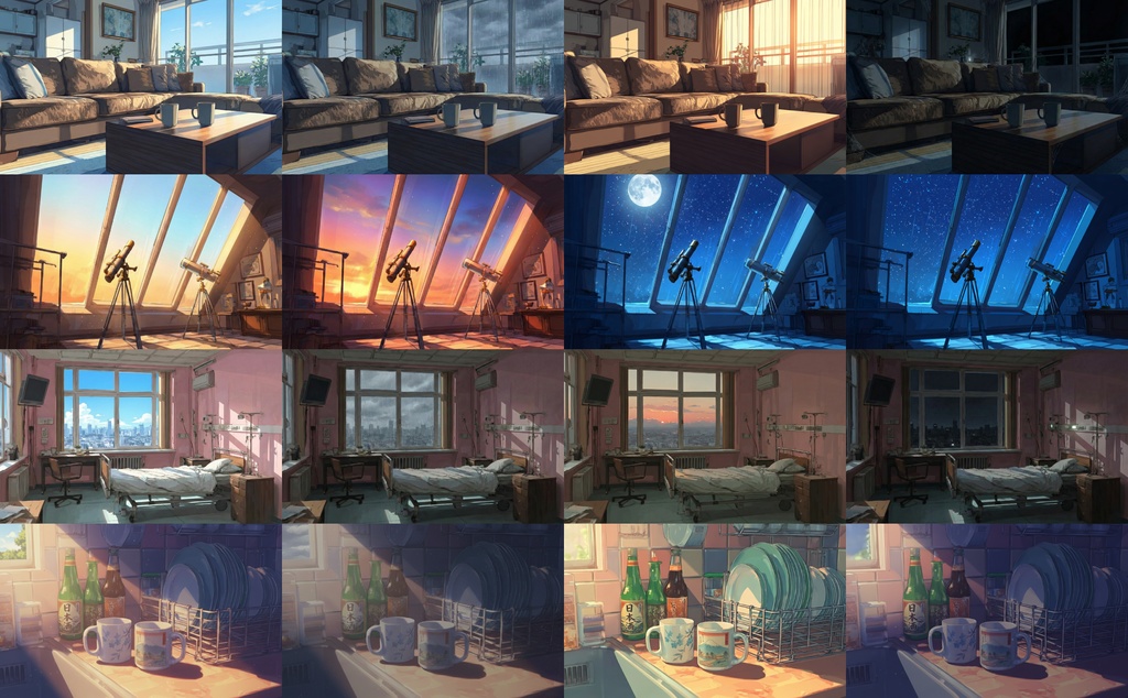 KPCとPCのお部屋背景【40シーン×朝・雨・夕・夜の背景集(全160枚)】