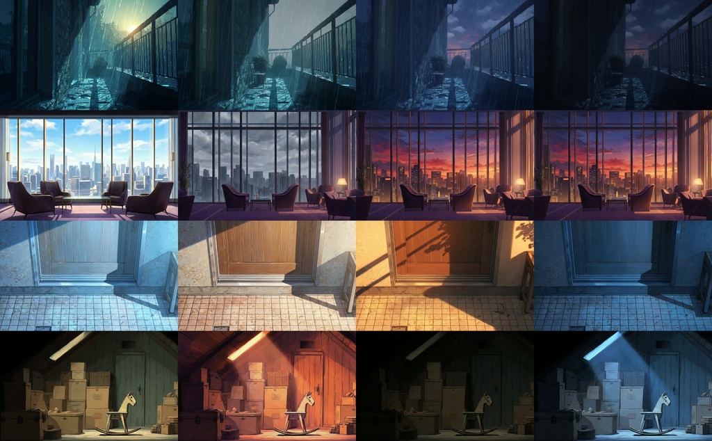 KPCとPCのお部屋背景【40シーン×朝・雨・夕・夜の背景集(全160枚)】