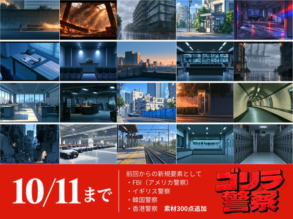 ゴリラ警察【刑事×警察をテーマに制作した背景画像】