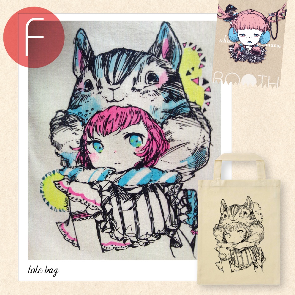 トートバッグ小(色つき)手塗りA〜J