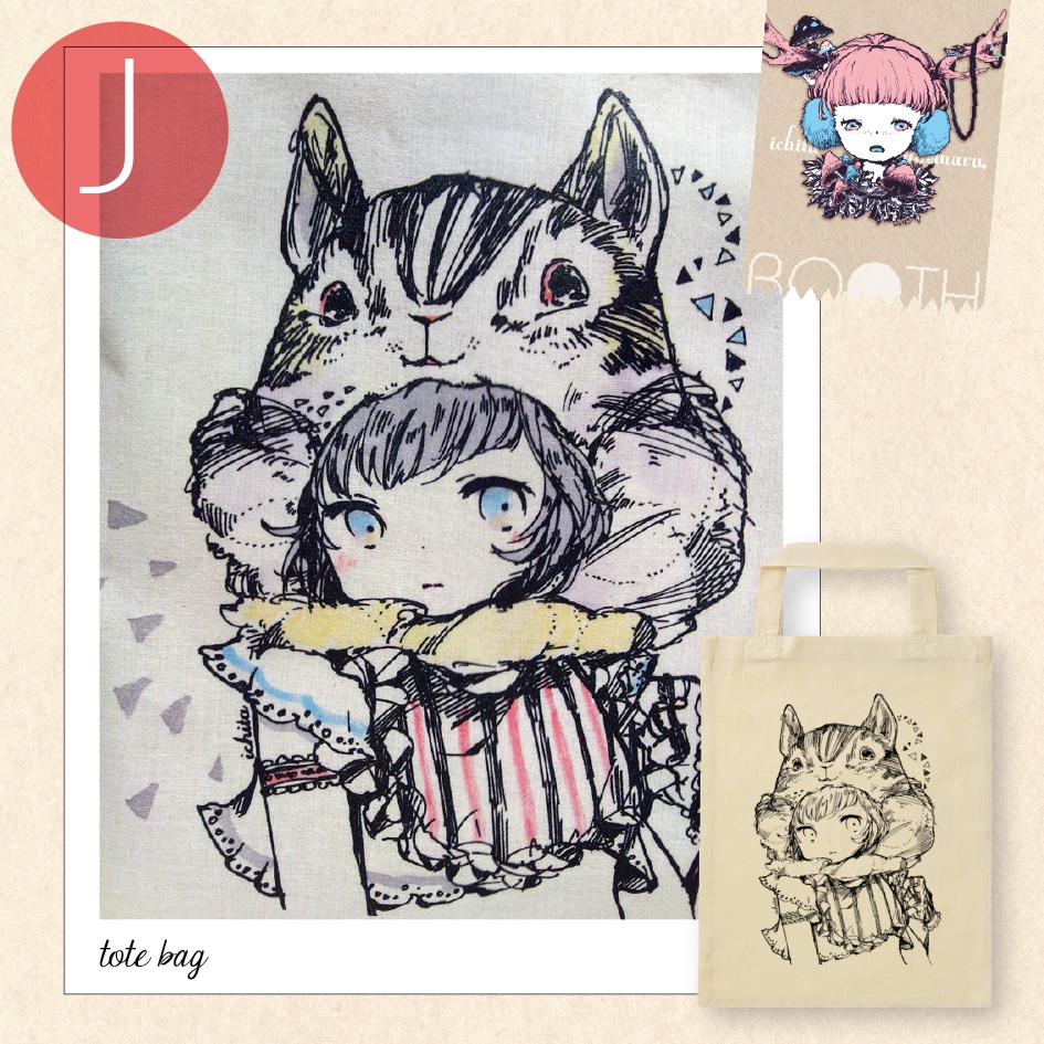 トートバッグ小(色つき)手塗りA〜J