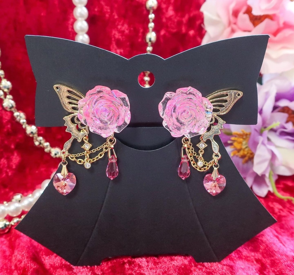 Rose ButterflyイヤリングSP ピンク