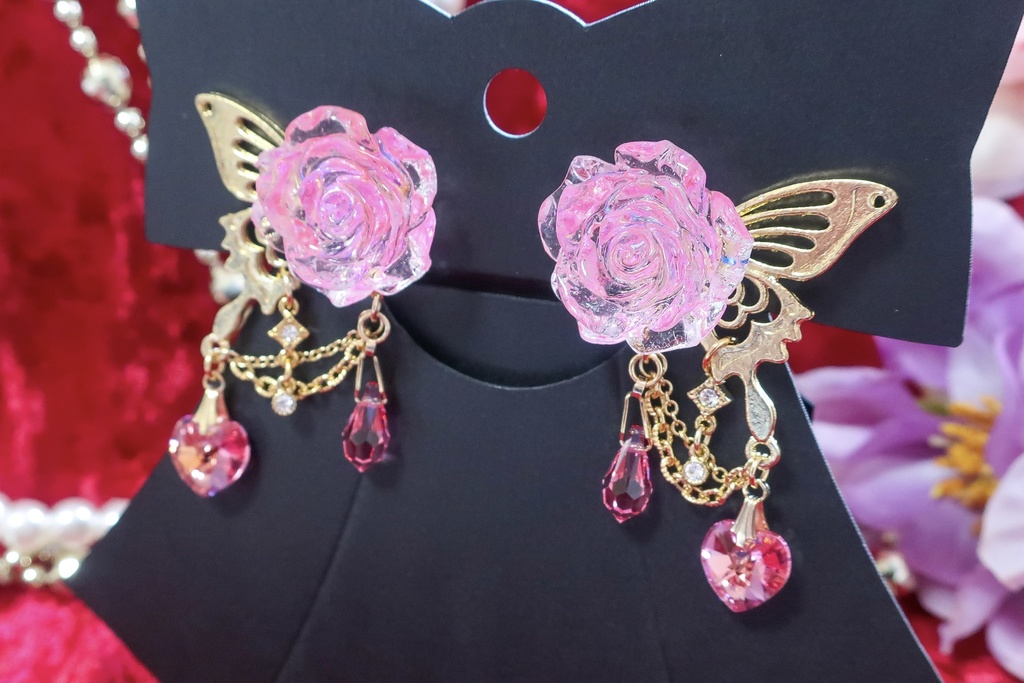 Rose ButterflyイヤリングSP ピンク