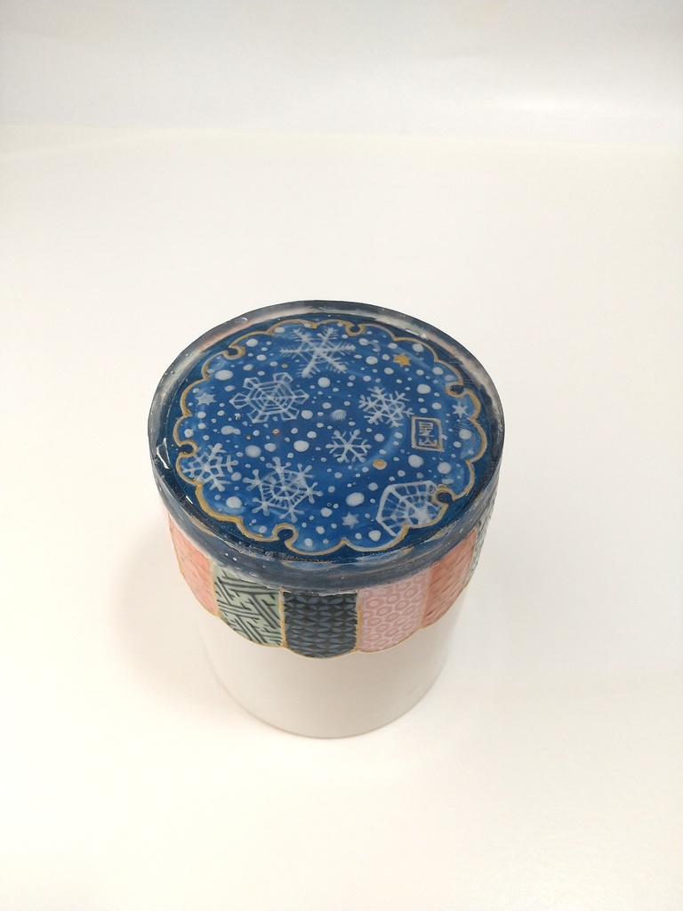 堆花彩古紋 氷酒盃