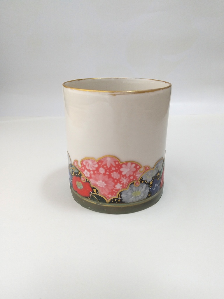 堆花金彩華紋 氷酒盃(赤)