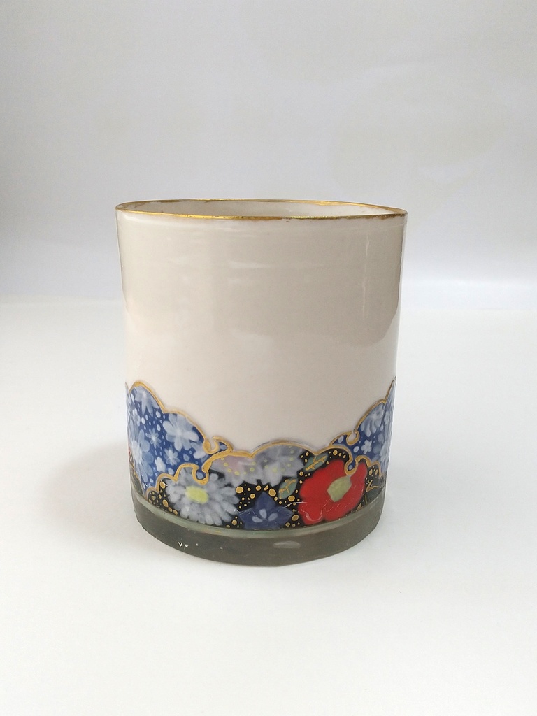 堆花金彩華紋 氷酒盃(青)