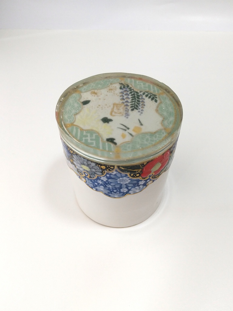 堆花金彩華紋 氷酒盃(青)