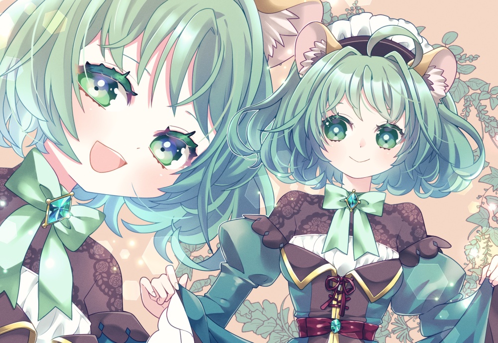 一次創作ポストカード⑥「エメラルド×くま耳ちゃん」