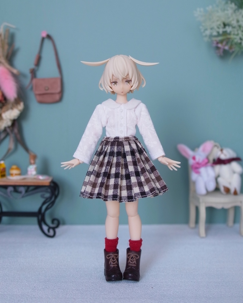 NO.82 スカート (ギンガムチェック茶色)