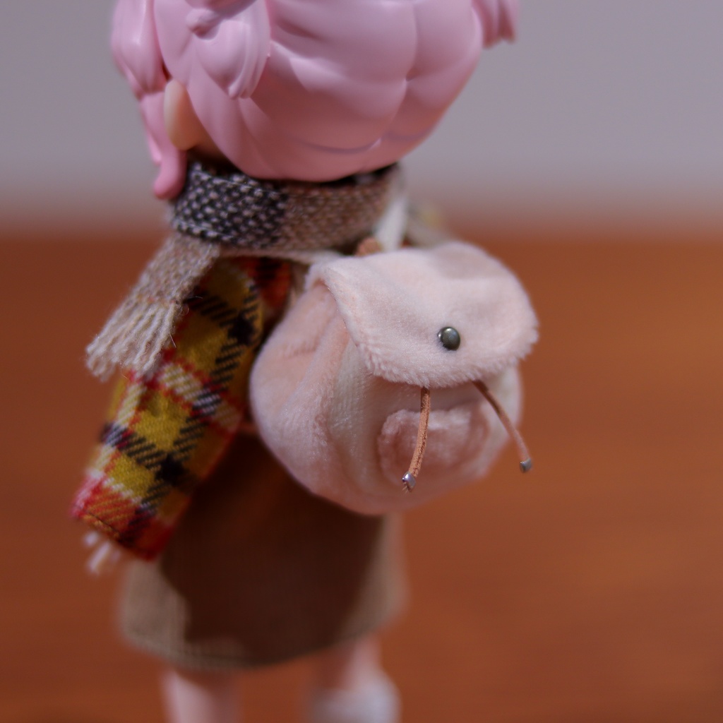 【2色ブラウン・ピンク】もふもふポケットリュック【ドール・ぬい】