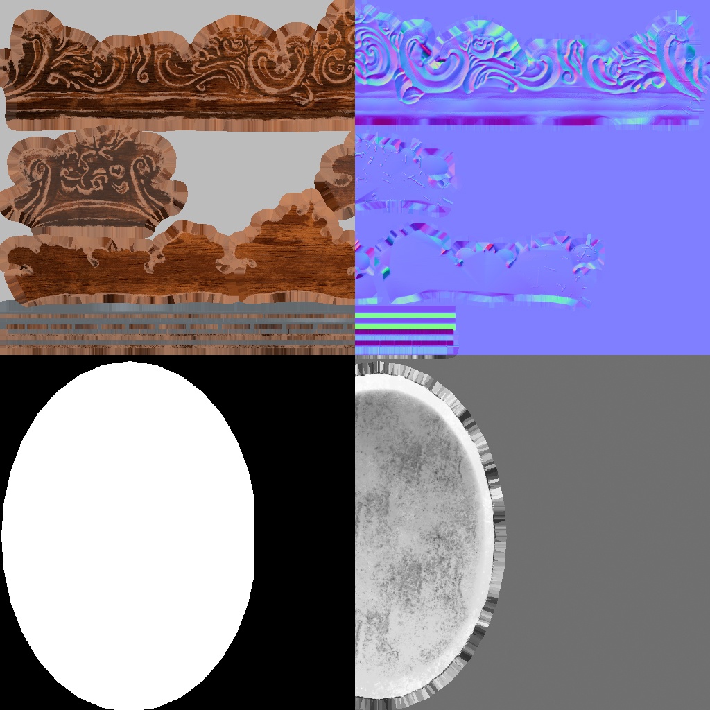 【無料】アンティーク家具 鏡【3Dモデル】【FBX テクスチャのみ】