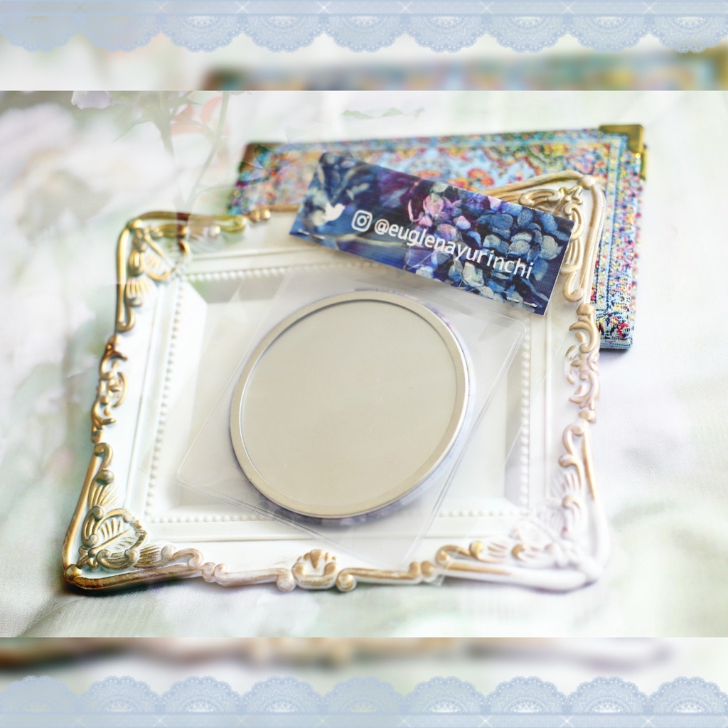 アジサイとバラの缶ミラー