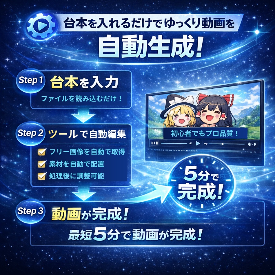 動画編集が15分で完了!ゆっくり解説/ずんだもんを自動編集する ゆっくり自動化ツール