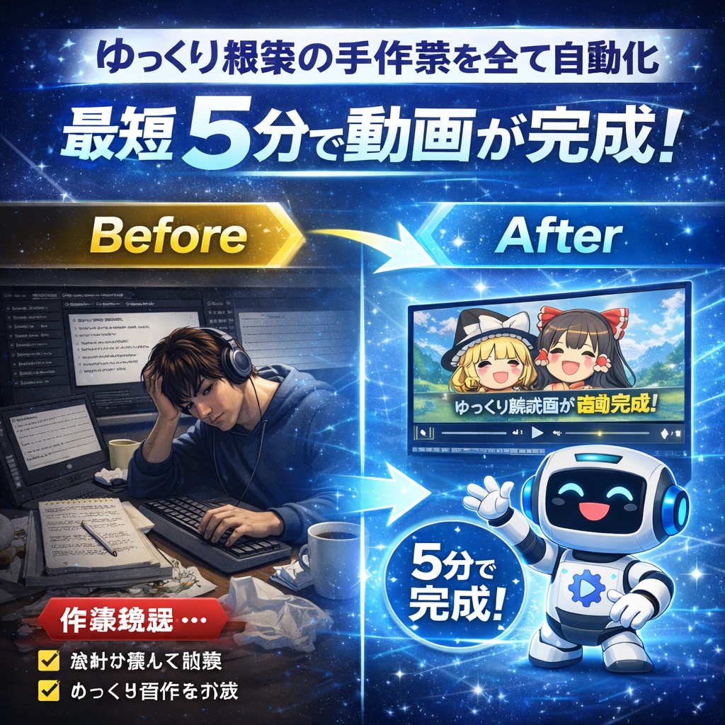 動画編集が15分で完了!ゆっくり解説/ずんだもんを自動編集する ゆっくり自動化ツール