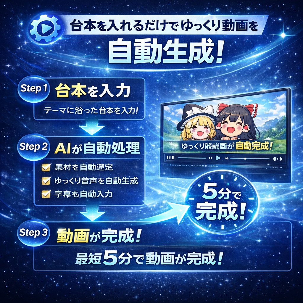 【トライアル版】動画編集が5分で完了!ゆっくり解説/ずんだもんを自動編集する ゆっくり自動化ツール