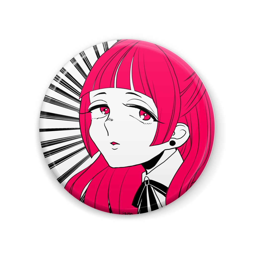 黒リボン女子の缶バッチ各種