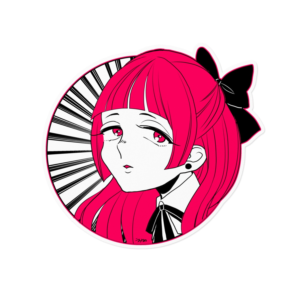 黒リボン女子のステッカー