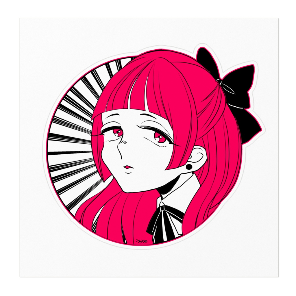 黒リボン女子のステッカー