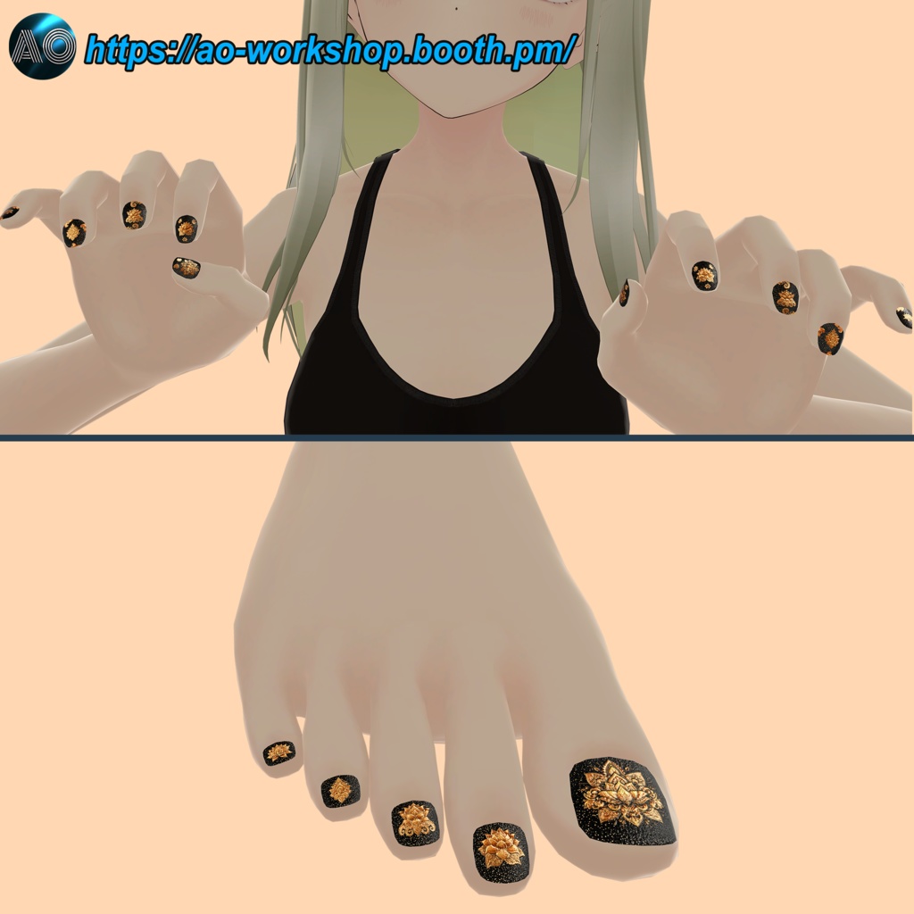 【5アバター対応】Royal Paisley Nails