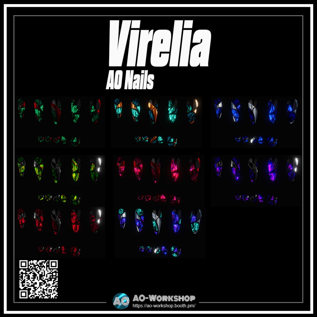 【1000 follower thank you】Virelia AO Nails 1.00 【55アバター対応】