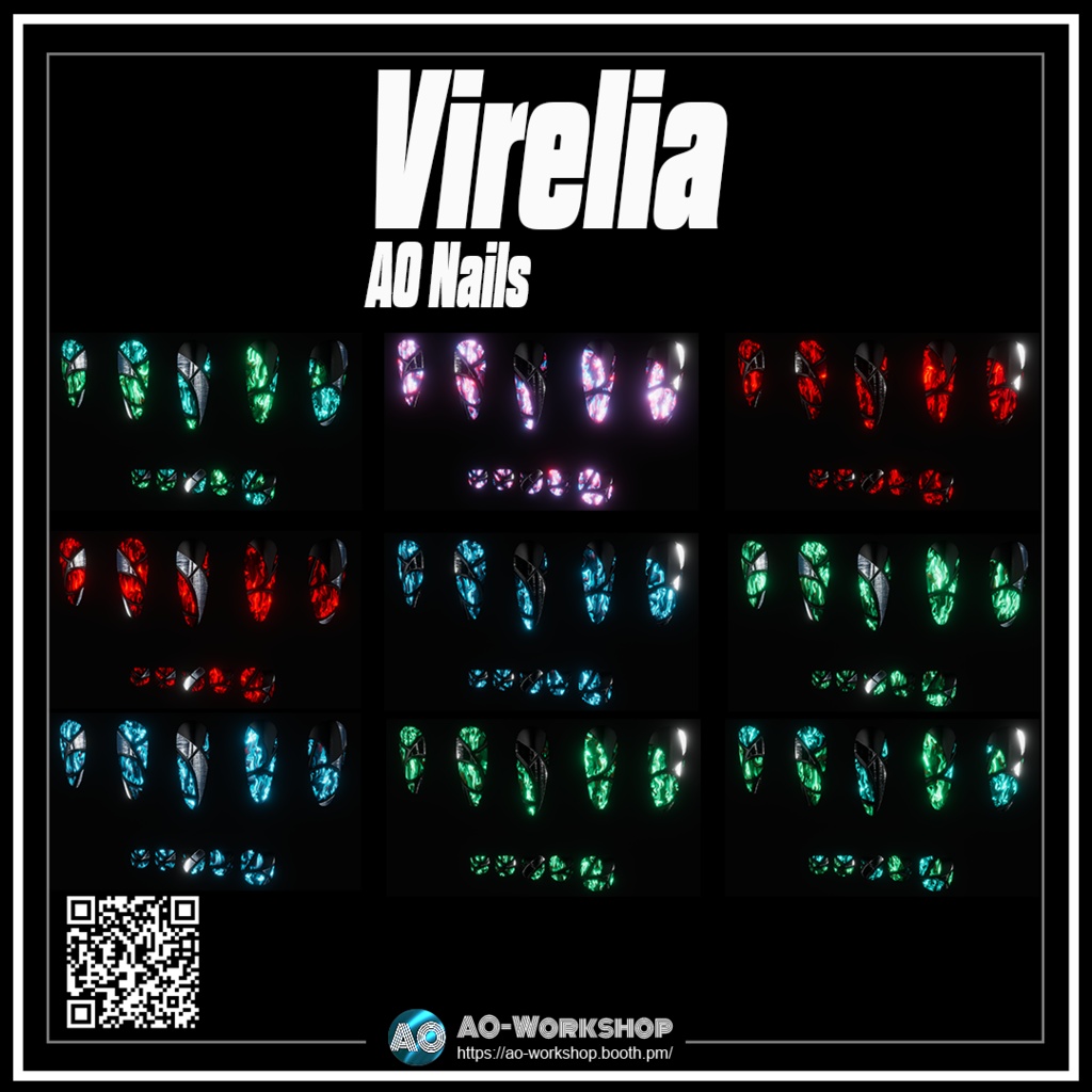 【1000 follower thank you】Virelia AO Nails 1.00 【55アバター対応】