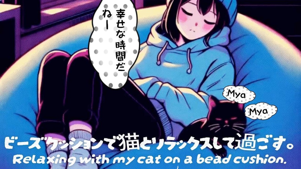 フリーBGM「ビーズクッションで猫とリラックスして過ごす（Relaxing with cat on a bead cushion）」/Lo-Fi 8bit/kawaii /Chill/作業用/勉強用