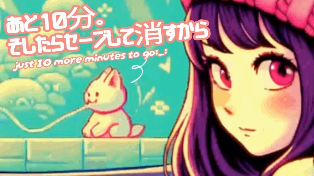 フリーBGM 「あと10分。そしたらセーブして消すから（just10more minutes to go）」/Lo-Fiオルゴール&8bit/free/かわいい/kawaii/cute/作業勉強用