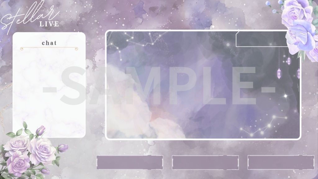 【VTuber配信画面】きれいめダーク|紫×モノクロ オーバーレイセット(雑談・ゲーム)