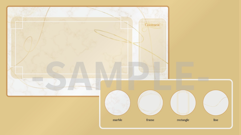 VTuber配信画面|きれいめ・ゴールド オーバーレイセット