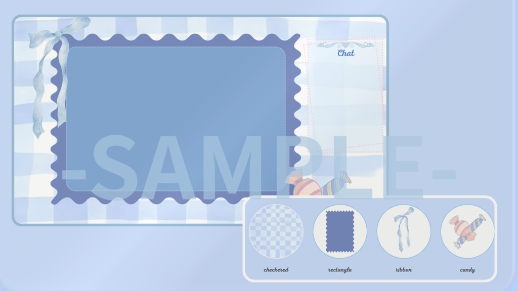 VTuber配信画面|青系統×可愛い系 オーバーレイセット
