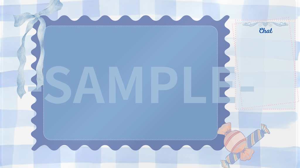 VTuber配信画面|青系統×可愛い系 オーバーレイセット